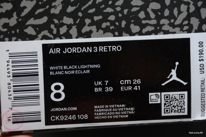 Reps TBkick RETRO JORDAN 3 ORANGE AIR (W) CK9246-108 LASER 0815